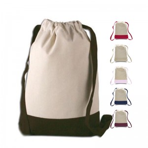 Two Tone Canvas Sport Backpacks / Wholesale Drawstring Bags